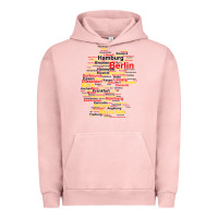 Pigment Salmon germany map silhouette towns cities flag berlin travel t shirt Urban Hoodie - maiPhamDesign