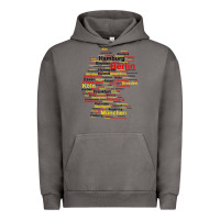 Pigment Tornado germany map silhouette towns cities flag berlin travel t shirt Urban Hoodie - maiPhamDesign