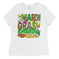 White Mardi Gras drinking team Ladies Tee - HowdyJamesFarm
