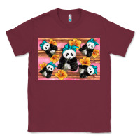 Burgundy Baby panda flowers Classic Tee - Artiststas