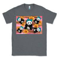 Charcoal Heather Baby panda flowers Classic Tee - Artiststas