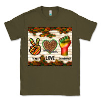 Army Green peace love juneteenth Classic Tee - TumblerDesignByShophia