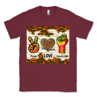 Burgundy peace love juneteenth Classic Tee - TumblerDesignByShophia