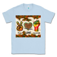Dusty Blue peace love juneteenth Classic Tee - TumblerDesignByShophia