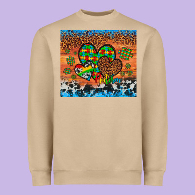 Autism Awareness Hearts Leopard Cowhide Heavyweight Sweatshirt Designed By Artiststas