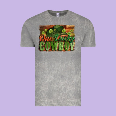 One Lucky Cowboy St. Patrick's Day Vintage Tee Designed By Cowgirlartshop