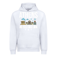 White Athens Greece City Trip Skyline Map Travel Urban Hoodie - maiPhamDesign