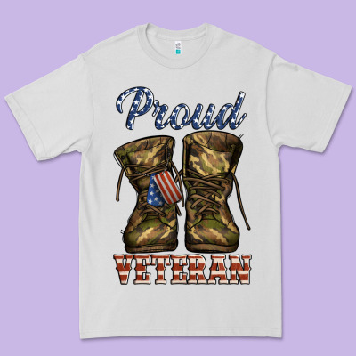 Proud Veteran Camo Shoes Premium Tee Designed By Jasminsmagicworld