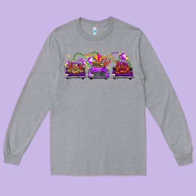 Mardi Gras Farm Trucks Long Sleeve Tee Designed By Fadigitalartstudio