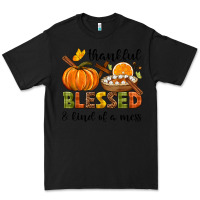 Black Thankful blessed and kind of a mess Premium Tee - NancyCooperArtShop