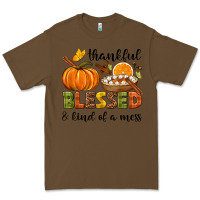 Cacao Thankful blessed and kind of a mess Premium Tee - NancyCooperArtShop