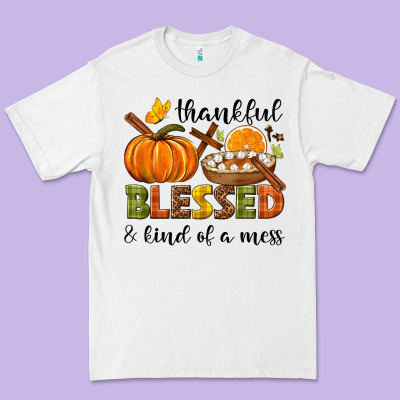 Thankful Blessed And Kind Of A Mess Premium Tee Designed By Nancycooperartshop
