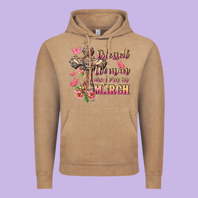 Blessed Women Are Born In March Vintage Hoodie Designed By Fadigitalartstudio