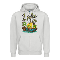 Dove Grey lake life floats my boat Zipper Hoodie - BarkalooDesign