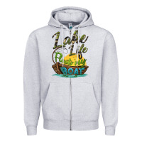 Heather Grey lake life floats my boat Zipper Hoodie - BarkalooDesign