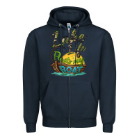 Navy lake life floats my boat Zipper Hoodie - BarkalooDesign