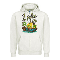 Oatmeal Heather lake life floats my boat Zipper Hoodie - BarkalooDesign