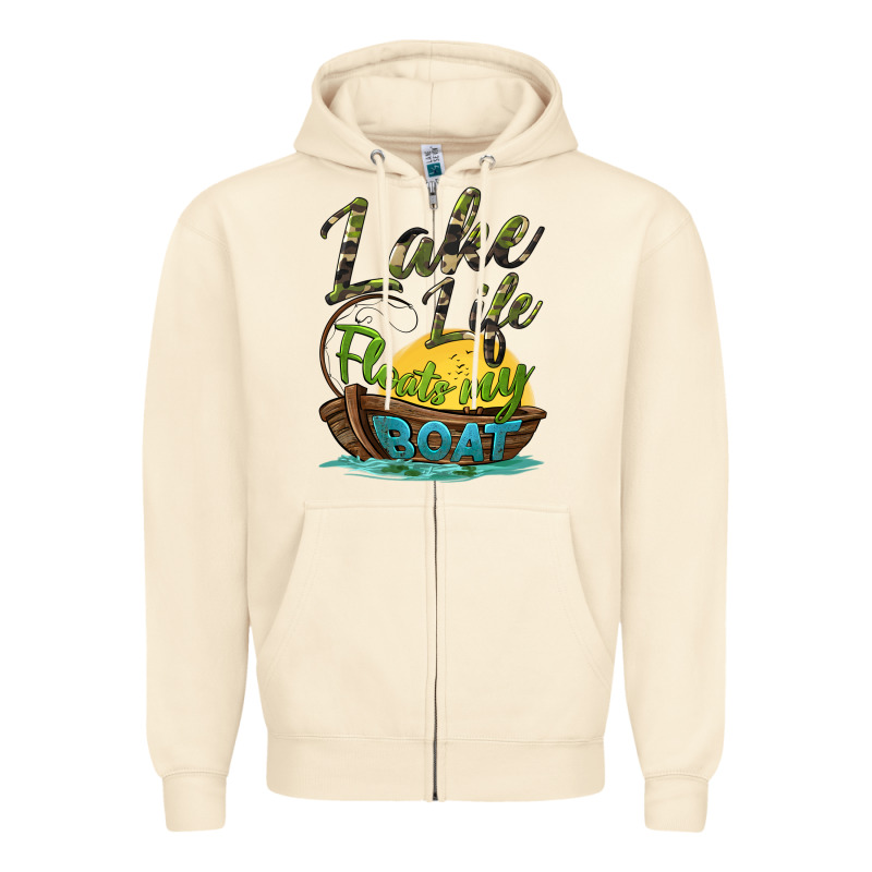 Lake Life Floats My Boat Zipper Hoodie by BarkalooDesign | Teevron