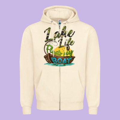 Lake Life Floats My Boat Zipper Hoodie Designed By Barkaloodesign