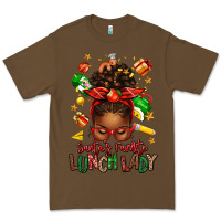 Cacao santas favorite lunch lady afro messy bun Premium Tee - texasbilliewilder