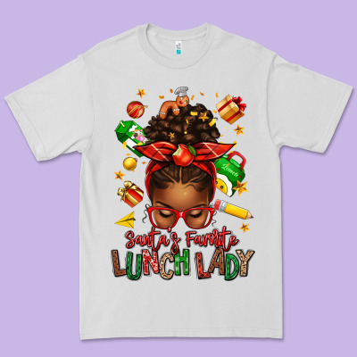 Santas Favorite Lunch Lady Afro Messy Bun Premium Tee Designed By Texasbilliewilder
