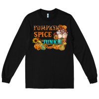 Black Pumpkin Spice Junkie Long Sleeve Tee - FaDigitalArtStudio