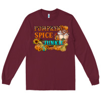 Burgundy Pumpkin Spice Junkie Long Sleeve Tee - FaDigitalArtStudio