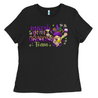 Black Mardi Gras drinking team with gnome Ladies Tee - HowdyJamesFarm