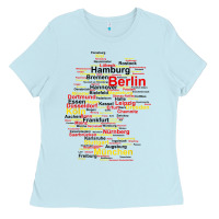 Baby Blue germany map silhouette towns cities flag berlin travel t shirt Ladies Tee - maiPhamDesign