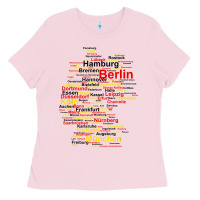 Bubblegum Pink germany map silhouette towns cities flag berlin travel t shirt Ladies Tee - maiPhamDesign