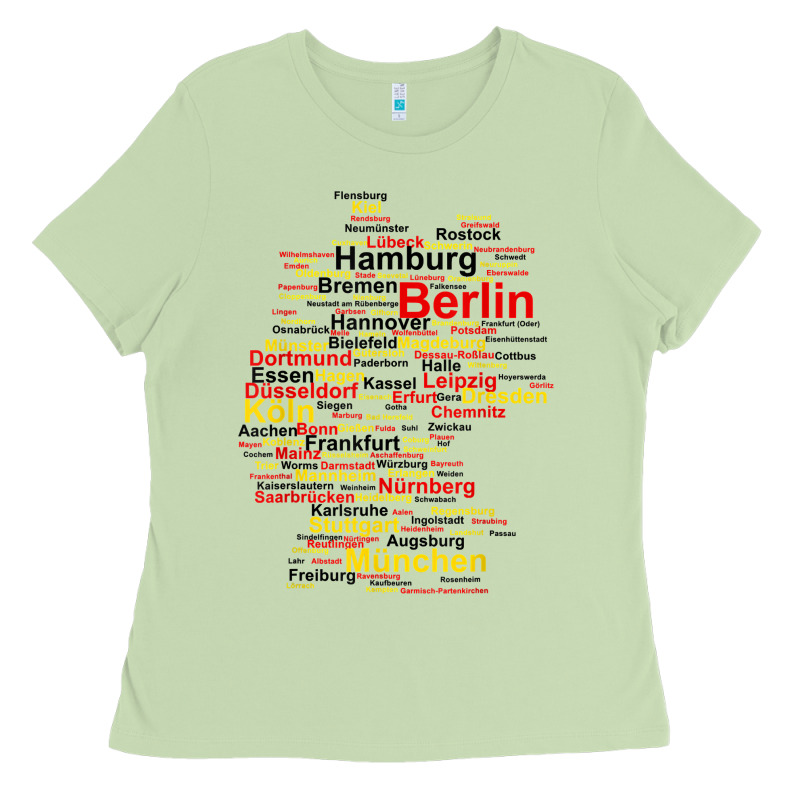 Germany Map Silhouette Towns Cities Flag Berlin Travel T Shirt Ladies Tee by maiPhamDesign | Teevron