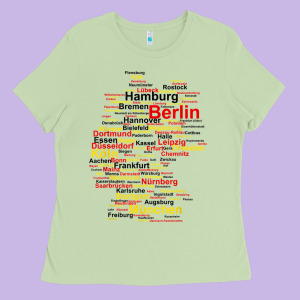 Germany Map Silhouette Towns Cities Flag Berlin Travel T Shirt Ladies Tee Designed By Maiphamdesign
