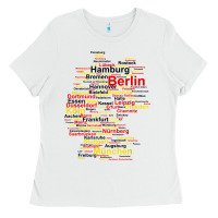 White germany map silhouette towns cities flag berlin travel t shirt Ladies Tee - maiPhamDesign