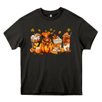 Asphalt Fall Autumn cow pumpkin coffee cups Heavy Core Tee - RanaPortraitStore