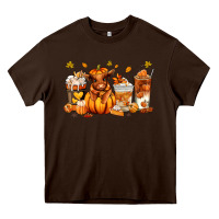 Chocolate Brown Fall Autumn cow pumpkin coffee cups Heavy Core Tee - RanaPortraitStore