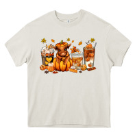 Cream Fall Autumn cow pumpkin coffee cups Heavy Core Tee - RanaPortraitStore