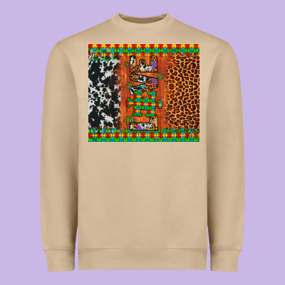 Love Autism Awareness Leopard Cowhide Heavyweight Sweatshirt Designed By Artiststas
