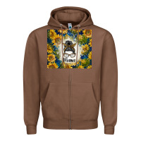 Chestnut sunflowers messy bun mama Zipper Hoodie - BarkalooDesign