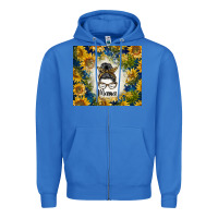 True Royal sunflowers messy bun mama Zipper Hoodie - BarkalooDesign