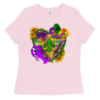 Bubblegum Pink Mardi Gras heart Ladies Tee - HowdyJamesFarm