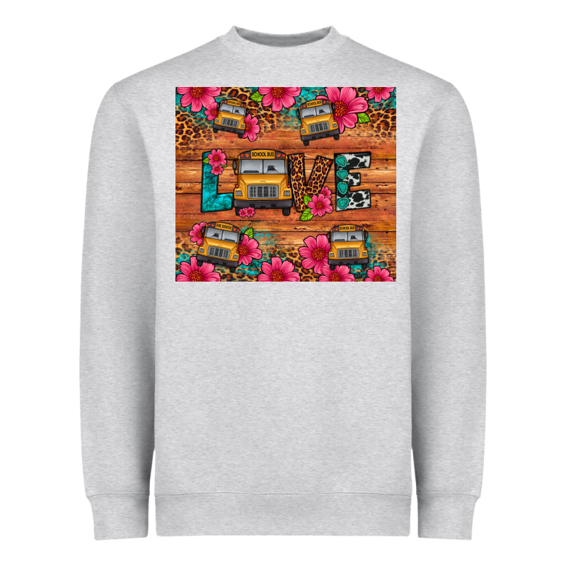 Love School Bus Leopard Heavyweight Sweatshirt by Artiststas | Teevron