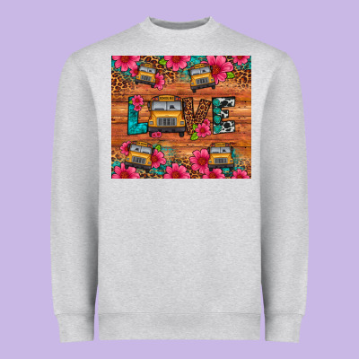 Love School Bus Leopard Heavyweight Sweatshirt Designed By Artiststas