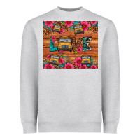 Heather Grey love school bus leopard Heavyweight Sweatshirt - Artiststas
