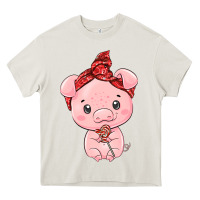 Cream cute pig Heavy Core Tee - texasbilliewilder