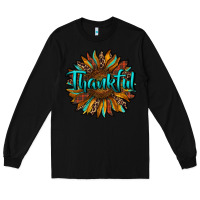 Black thankful sunflower Long Sleeve Tee - RanaPortraitStore