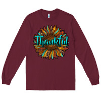Burgundy thankful sunflower Long Sleeve Tee - RanaPortraitStore