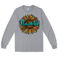 Heather Grey thankful sunflower Long Sleeve Tee - RanaPortraitStore