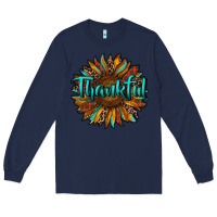 Navy thankful sunflower Long Sleeve Tee - RanaPortraitStore