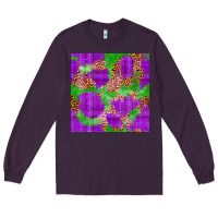Plum Mardi Gras leopard Seamless Pattern Long Sleeve Tee - FaDigitalArtStudio