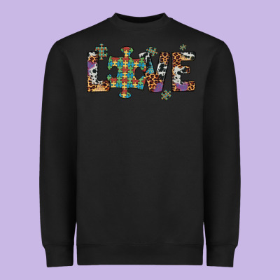 Love Autism Awareness Leopard Cowhide Heavyweight Sweatshirt Designed By Artiststas